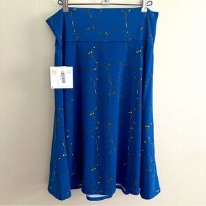 Lularoe Azure Skirt, Blue/Gold, Size XL, NWT